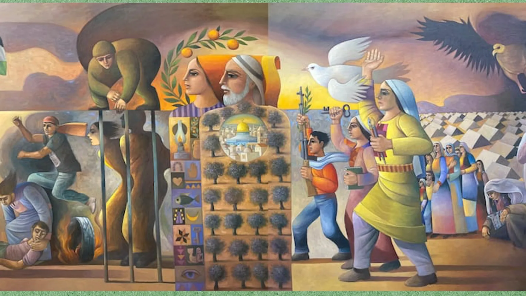 Artwork by Jerusalem-based artist Sliman Mansour.