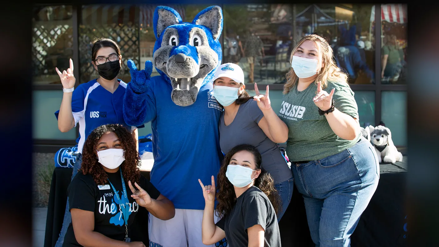 Cody Coyote and friends celebrate at the 2021 Homecoming celebration, which was recognized by the Council for Advancement and Support (CASE) with a Best of District VII Award.