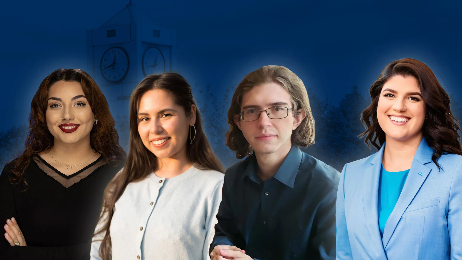 Cal State San Bernardino’s CSU Chancellor’s Doctoral Incentive Program Fellows, from left, are Viviana Alvarez Rodriguez, Holli Rosas, Nikolay Maslov and Alexandra Khartabil.