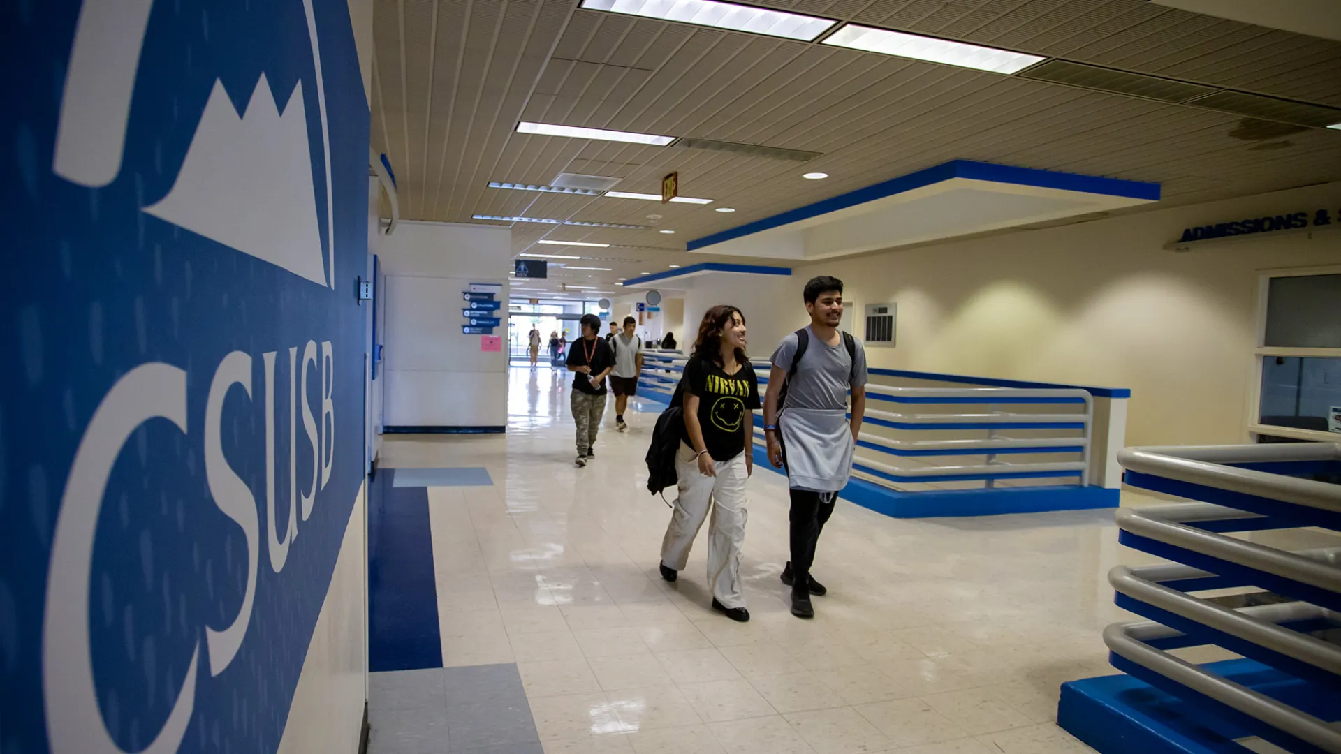 Students walk through University Hall at CSUSB. The university has been selected to participate in in a new national initiative, Transforming the Foundational Postsecondary Experience, led by the Gardner Institute.