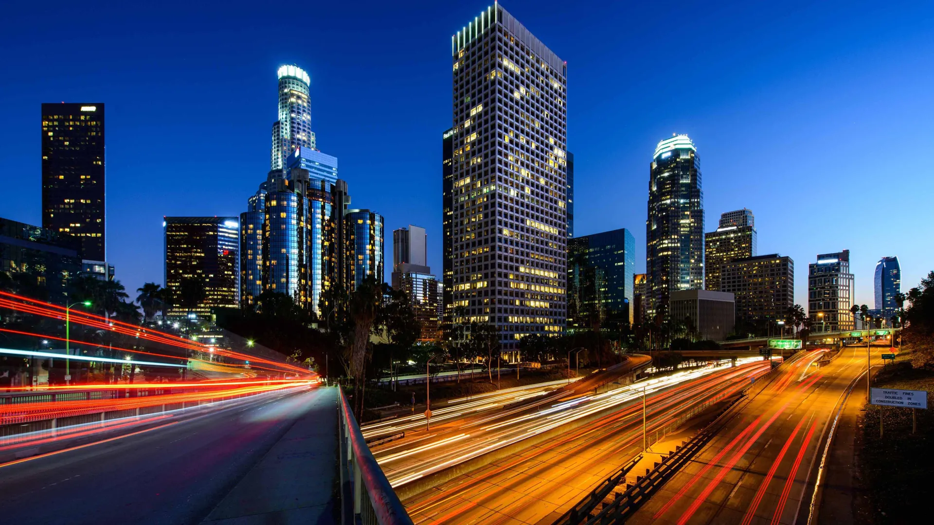 Time lapse of traffic in Downtown Los Angeles