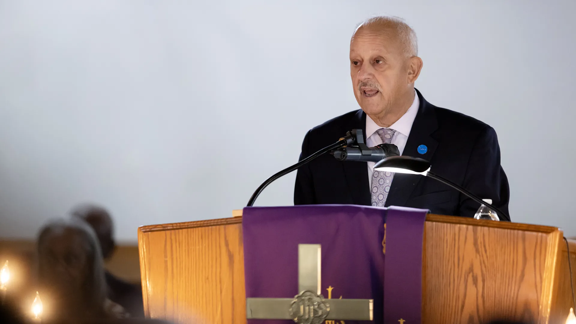 CSUSB President Tomás D. Morales speaks at the California State University’s 2024 Super Sunday event on Feb. 25 at the St. Paul African Methodist Episcopal Church in San Bernardino. 