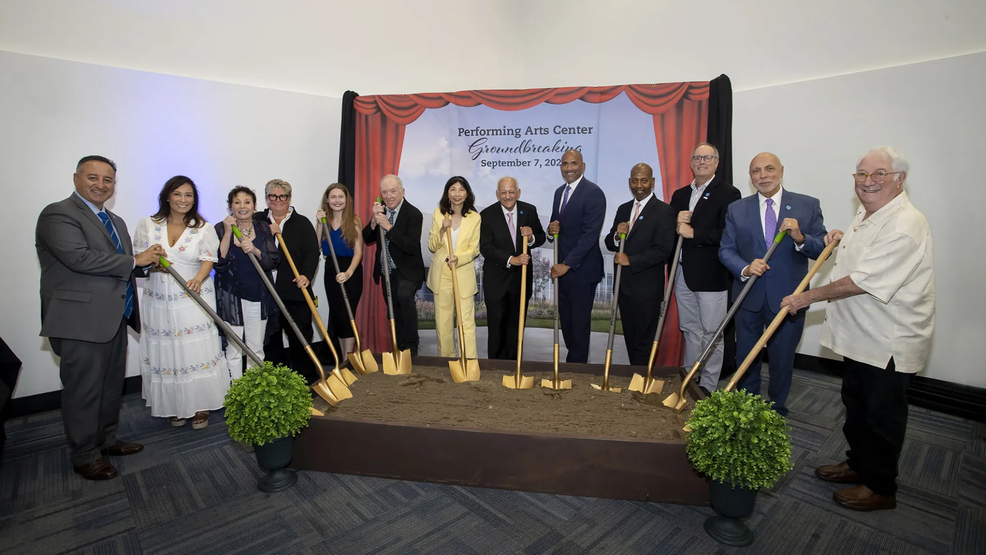 Group at the ceremonial groundbreaking for the Performing Arts Center