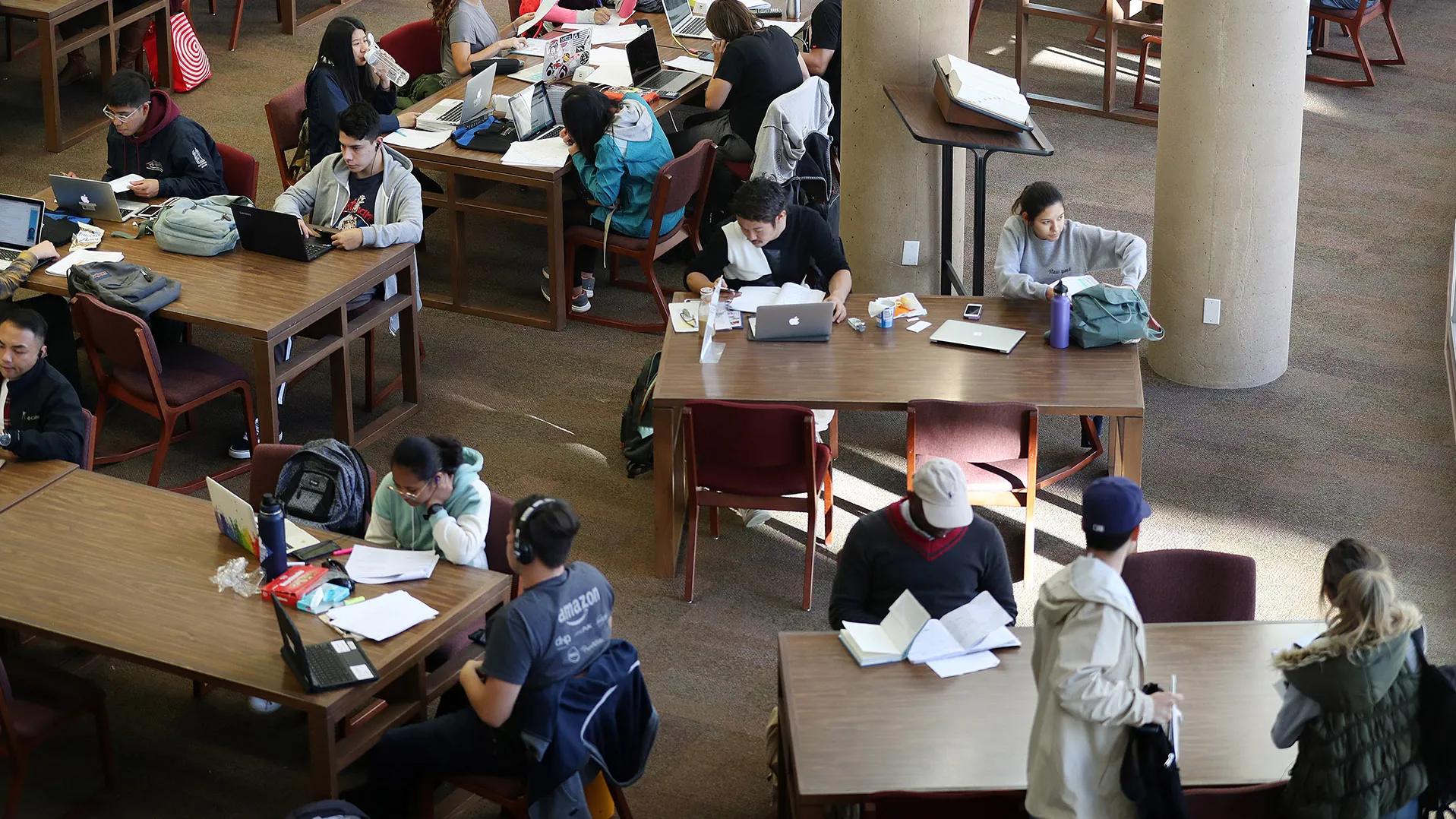 Students at the Pfau Library