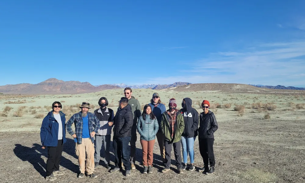 Geology students posing 