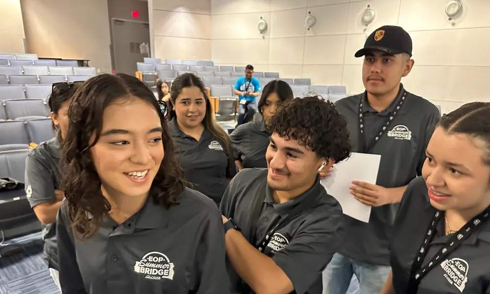 Groups of students participating in a bonding activity