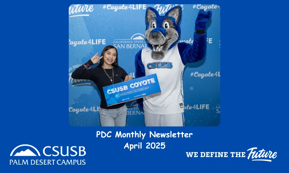 PDC monthly newsletter cover graphic with student