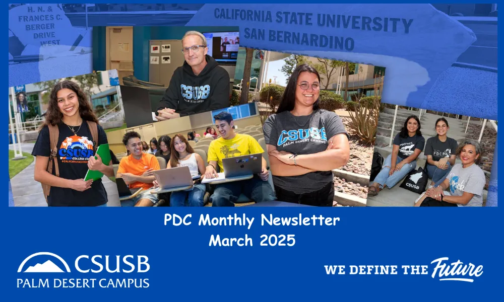 PDC monthly newsletter cover graphic with students