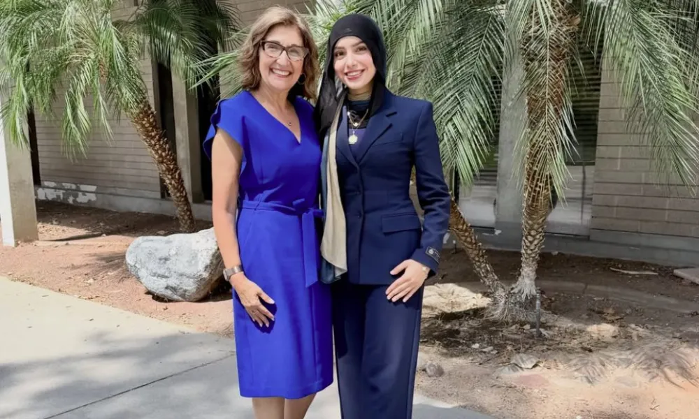 President Gomez and ASI President Amira Shalabi 