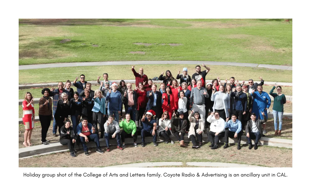 group photo of the College of Arts and Letters staff