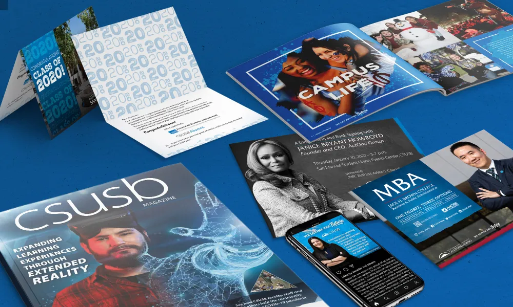 CSUSB printed and digital graphic design samples
