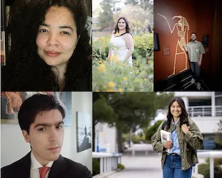 Students, Clockwise from upper left, Margaret Phillips, Erin Herklotz, Nathaniel Saavedra, Joanna Gonzalez, and Thomas Donovan.