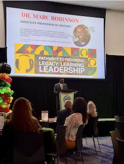 Marc Robinson speaks at Juneteenth Commemoration