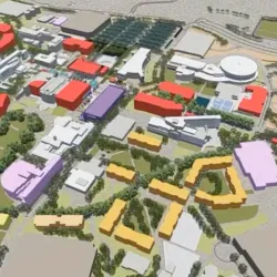 An architect’s rendering of the master plan for Cal State San Bernardino.