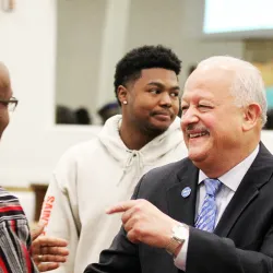 image of President Tomás D. Morales greeting guests