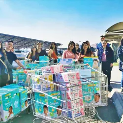 With funds donated by CSUSB President Tomás D. Morales, faculty and staff of the university’s Department of Psychology, students and the community, the delegation of students was able to purchase $2,000 worth of diapers, wipes and space heaters.