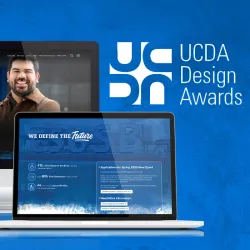 Cal State San Bernardino has received the Award for Excellence for its “CSUSB Homepage – We Define the Future” re-design from the University & College Designers Association (UCDA).