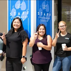 CSUSB staff display Coyote spirit at the grand opening of the Staff Enrichment Center on Sept. 12.