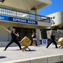Taiko Mix, a Japanese drum group from Riverside, performs at the opening event of CSUSB’s Asian Pacific Islander Desi American Heritage Month celebration on April 10. 