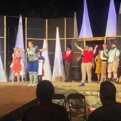 The cast of “Knight of the Burning Pestle,” staged by the theatre company Ophelia’s Jump at the Sontag Greek Theatre.