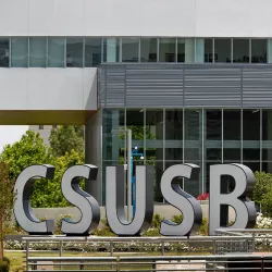 The spirit letters outside Santos Manuel Student Union North.