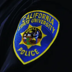 CSUSB University Police Dept. arm patch and badge