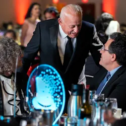 CSUSB President Tomás D. Morales congratulates award recipients at the 2024 Spirit of the Entrepreneur Awards Ceremony.