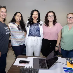 San Bernardino Mayor Helen Tran (center) met with teachers from the San Bernardino City Unified School District during its annual Teachers Conference, which took place at Cal State San Bernardino.