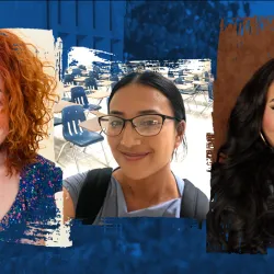 From left, Trisha Rose, Outstanding Undergraduate Student; Veronica Morales, Outstanding Graduate Student; and Katherine Posada, Outstanding Graduate Student for College of Arts and Letters.