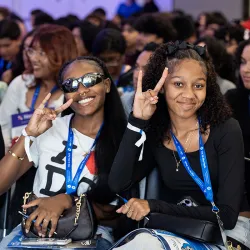 Three CSUSB students show Coyote spirit.