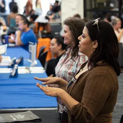 At the Hire a Coyote event, incoming students connected with campus departments hiring for student assistant and Federal Work-Study positions.
