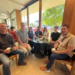 CSUSB Palm Desert Campus student interns enjoy coffee with City of Palm Desert officials.