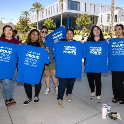Students celebrate the start of Hispanic Heritage Month in 2023 at the SMSU North patio. CSUSB is celebrating from Sept. 15-Oct. 15 with a variety of programs and activities.