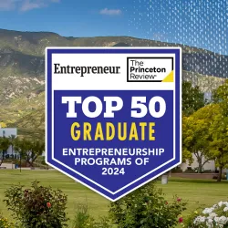 The Princeton Review has ranked CSUSB’s School of Entrepreneurship as No. 38 on its 2024 Top Entrepreneur Grad Schools list. 