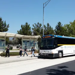 The transit station at the front of Cal State San Bernardino 
