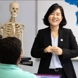 CSUSB professor teaching in a classroom