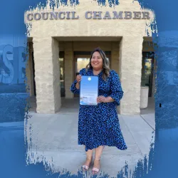 Avisinia Rodriguez receives proclamation from the city of Palm Desert
