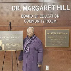 CSUSB alumna Margaret Hill and an educator