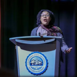 Dahrien Trotter sings the Black National Anthem during the 10th Annual Pioneer Breakfast, “Celebrating Black Excellence: Leading and Shaping Our Future.”