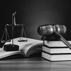 Scales of Justice, book and gavel illustrating criminal justice