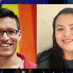 Luis Esparza (left), communication studies is the College of Arts and Letters Outstanding Graduate Student and Brenda Flores, philosophy, is its the Outstanding Undergraduate Student.