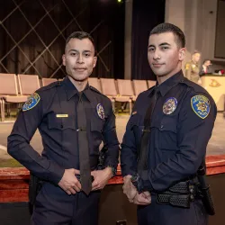 Victor Rodriguez (left) and Raudel Garcia-Reynoso, both CSUSB graduates, are the newest members of the university’s police force.