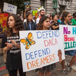 A rally in San Francisco on support of DACA. This week's conversation will focus on the June 18 U.S. Supreme Court ruling on DACA. Photo: Pax Ahimsa Gethen via Wikimedia Commons.