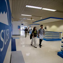 Students walk through University Hall at CSUSB. The university has been selected to participate in in a new national initiative, Transforming the Foundational Postsecondary Experience, led by the Gardner Institute.