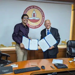 IIT Madras Director Prof. V. Kamakoti (left) and CSUSB President Tomás D. Morales have signed a memorandum of understanding agreement aimed at fostering educational and cultural ties, promoting research collaboration, and strengthening ties between the two institutions.