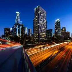 Timelapse of Downtown LA freeway traffic.