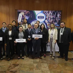 The CSUSB Model United Nations team represented the country of Austria at the recent National Model United Nations Conference in New York City. All photos courtesy of Sina Bastami, director, CSUSB Model UN Program.