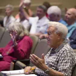 Osher Lifelong Learning Institute members participate in a class at the CSUSB Palm Desert Campus.