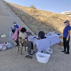 The CSUSB Nursing Street Medicine team assisting community members in the Coachella Valley.