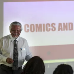 Cesar Caballero, dean of CSUSB’s John M. Pfau Library, at the 2018 Comic/Zine Expo. The 2021 expo is set for Feb. 17. 